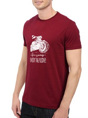 maroon cotton chest print tshirt - 14548094 - Standard Image - 2