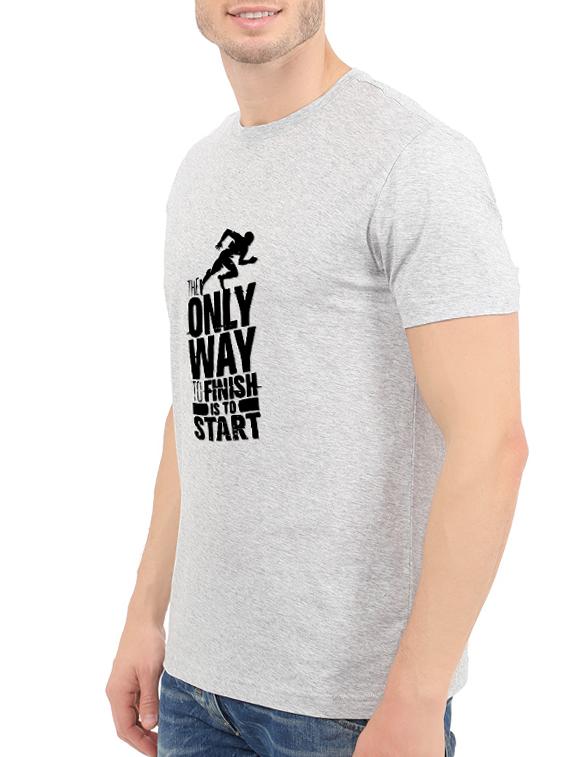 grey cotton chest print tshirt - 14548117 - Zoom Image - 2
