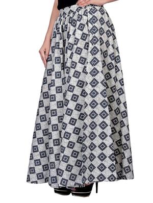 white printed flared skirt - 14548326 - Standard Image - 2
