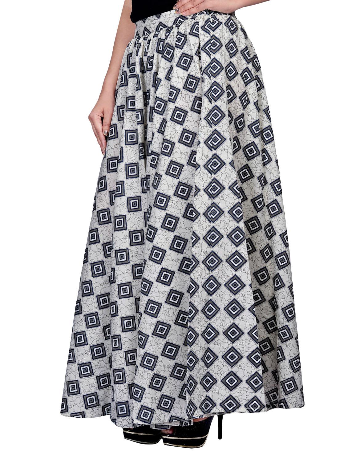 white printed flared skirt - 14548326 - Zoom Image - 2
