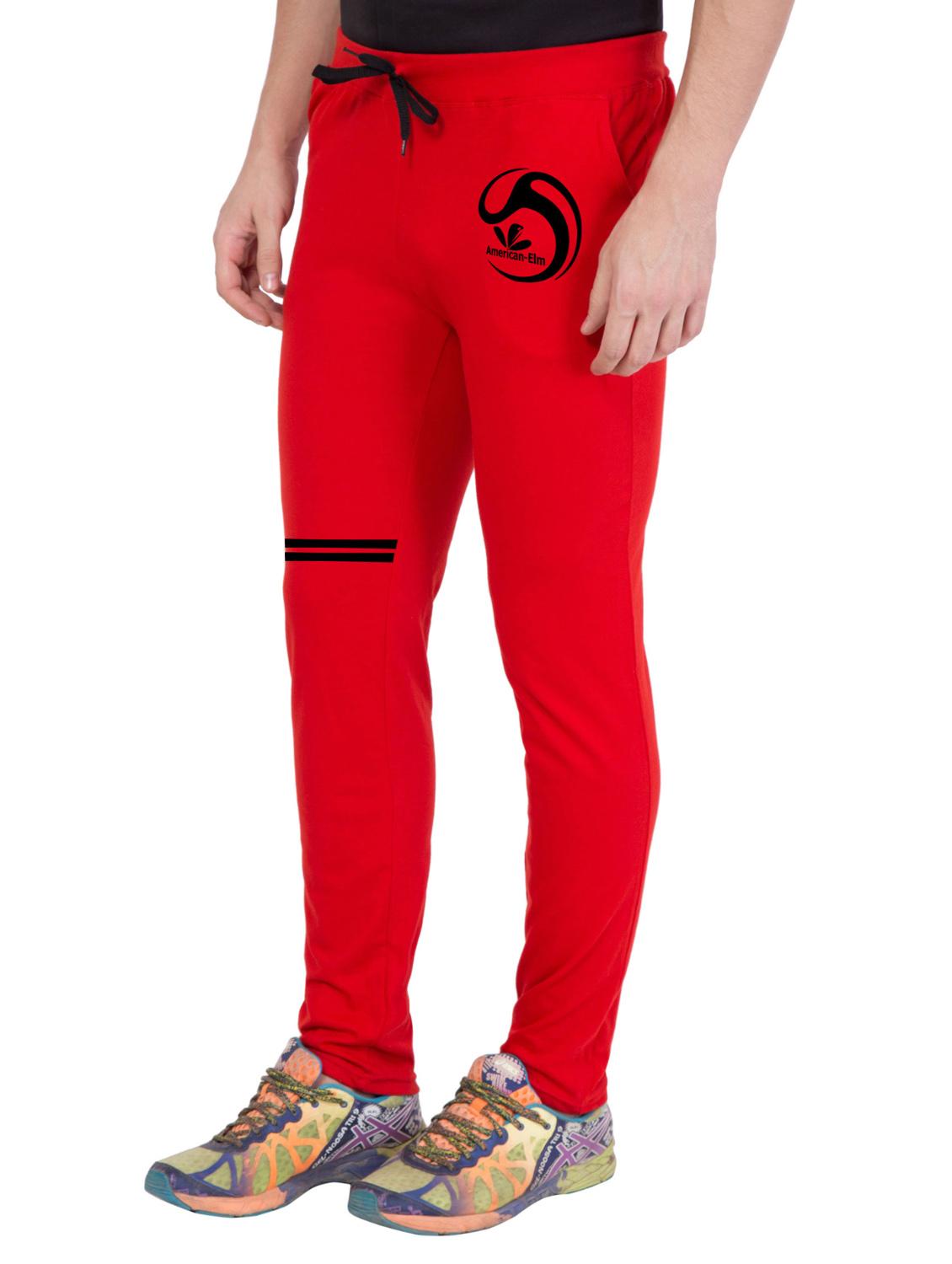 red cotton full length track pant - 14549630 - Zoom Image - 2