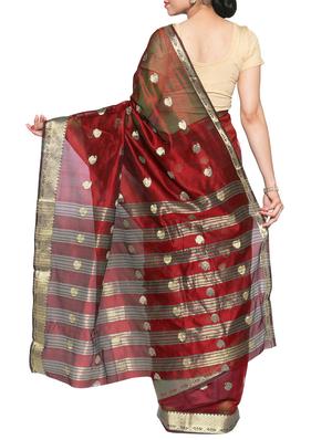 red silk banarasi saree with blouse - 14551679 - Standard Image - 2