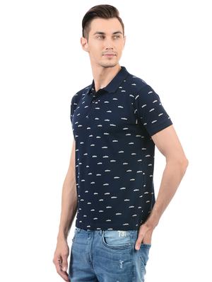 navy blue cotton all over print tshirt - 14552471 - Standard Image - 2