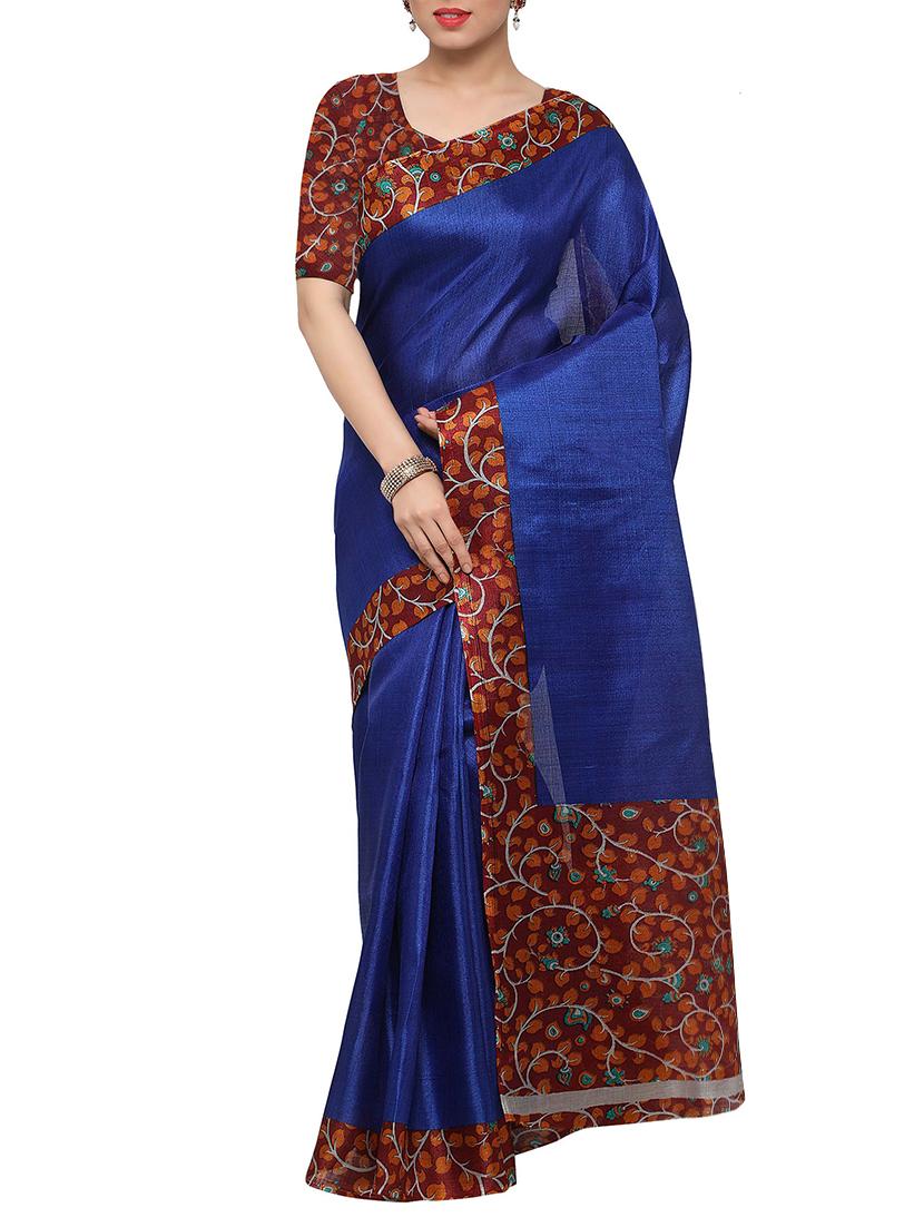 multi colored tussar silk combo saree with blouse - 14553740 - Zoom Image - 2