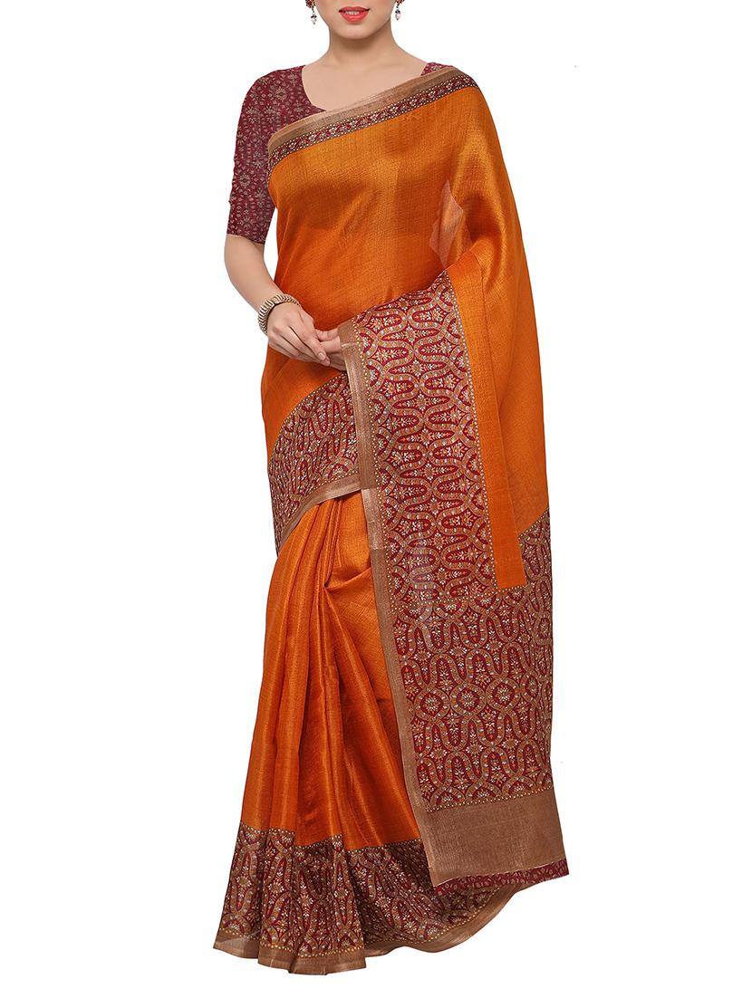 multi colored tussar silk combo saree with blouse - 14553771 - Zoom Image - 2