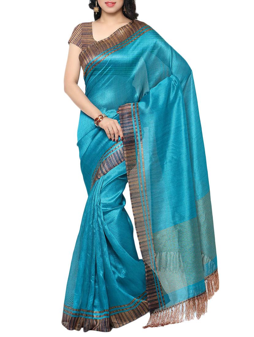 multi colored tussar silk combo saree with blouse - 14553789 - Zoom Image - 5