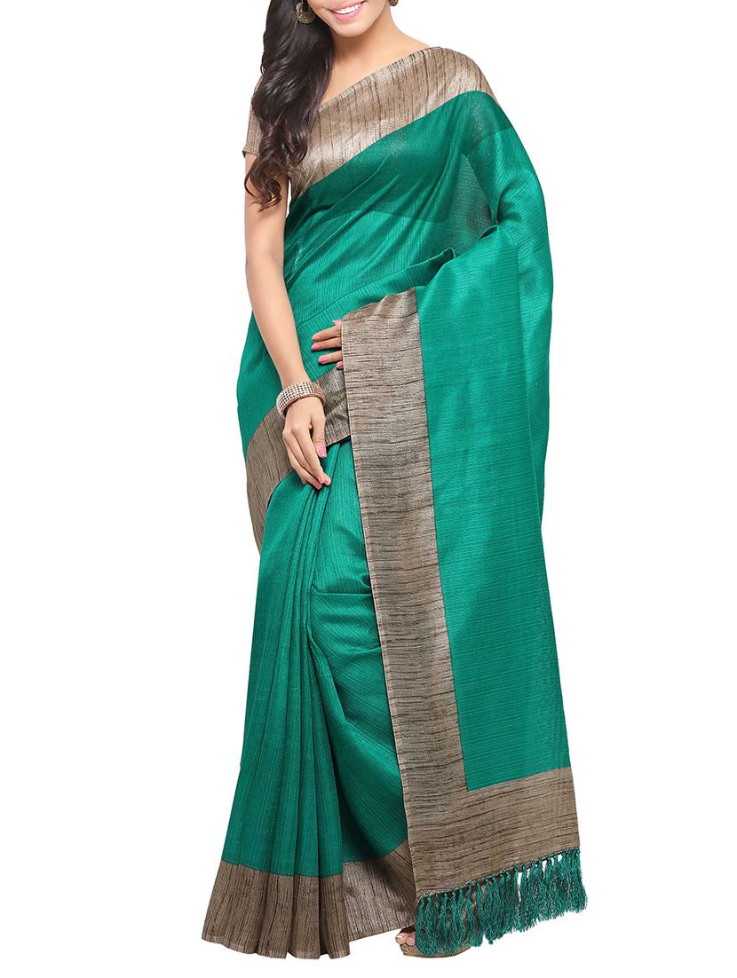 multi colored tussar silk combo saree with blouse - 14553793 - Zoom Image - 5