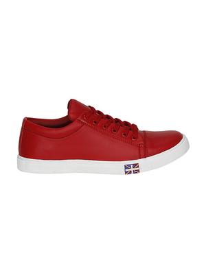 red leatherette lace up sneaker - 14554229 - Standard Image - 2