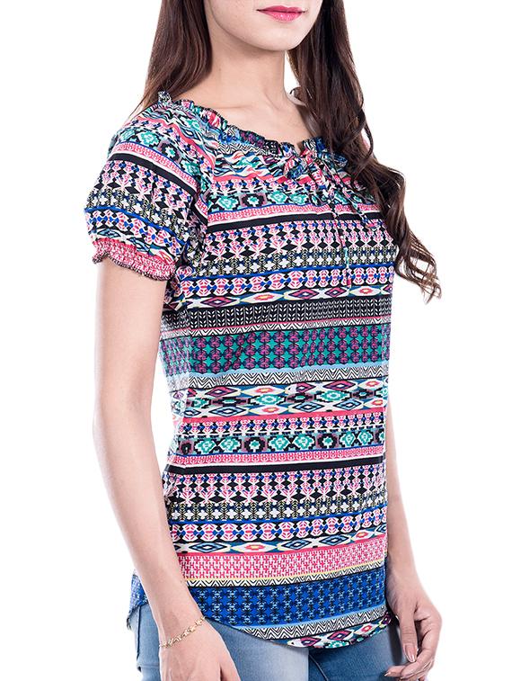 blue printed crepe top - 14554312 - Zoom Image - 2