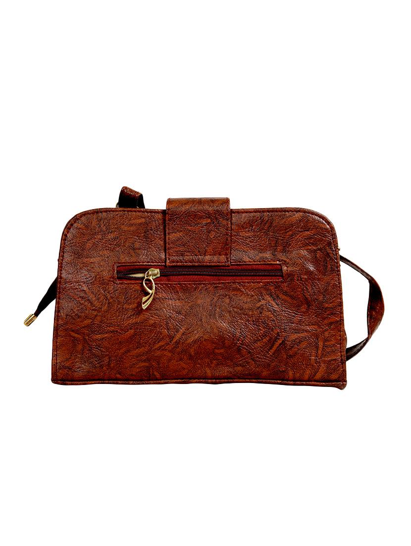 brown leatherette regular sling bag - 14559952 - Zoom Image - 2
