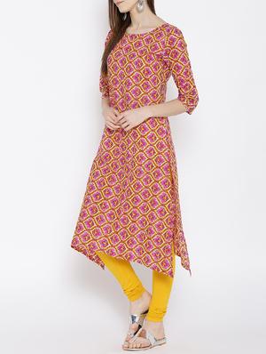 red cotton straight kurta - 14563430 - Standard Image - 2
