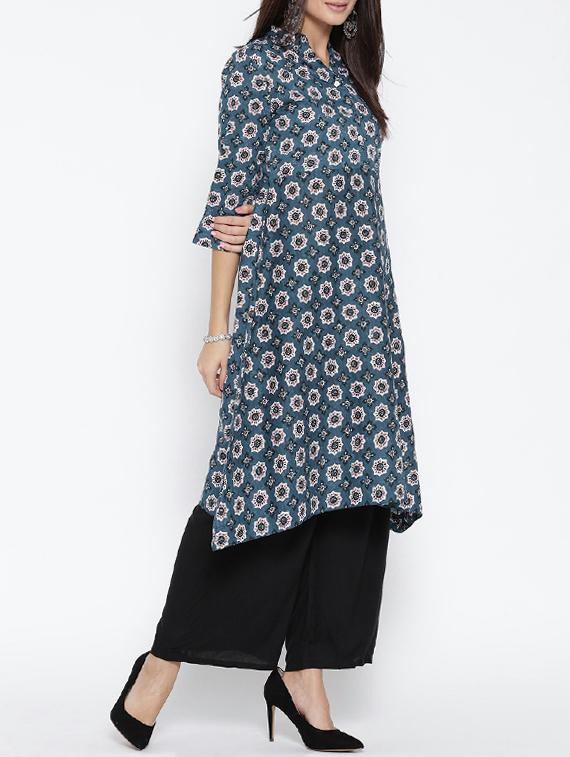 multi colored cotton kurta palazzo set - 14563445 - Zoom Image - 2