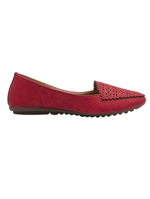red faux leather slip on loafers - 14565098 - Standard Image - 2