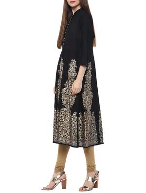 foil print flared kurta - 14566836 - Standard Image - 2