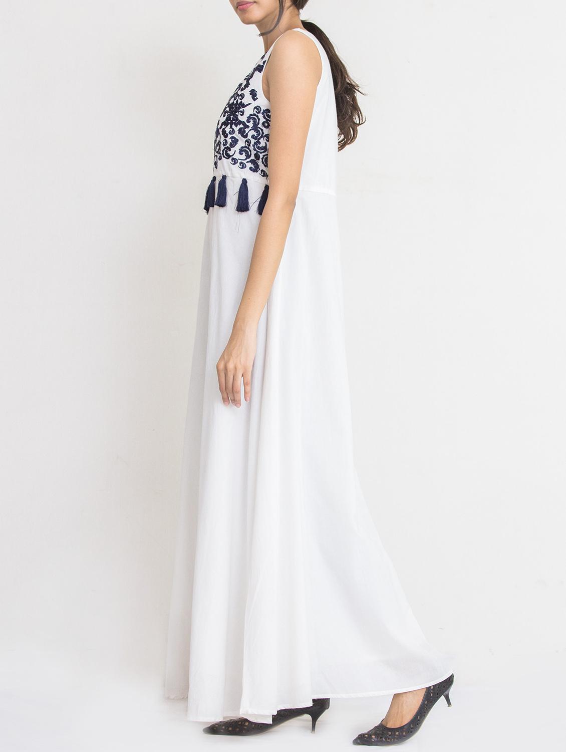 tassel detail embroidered maxi dress - 14568939 - Zoom Image - 2
