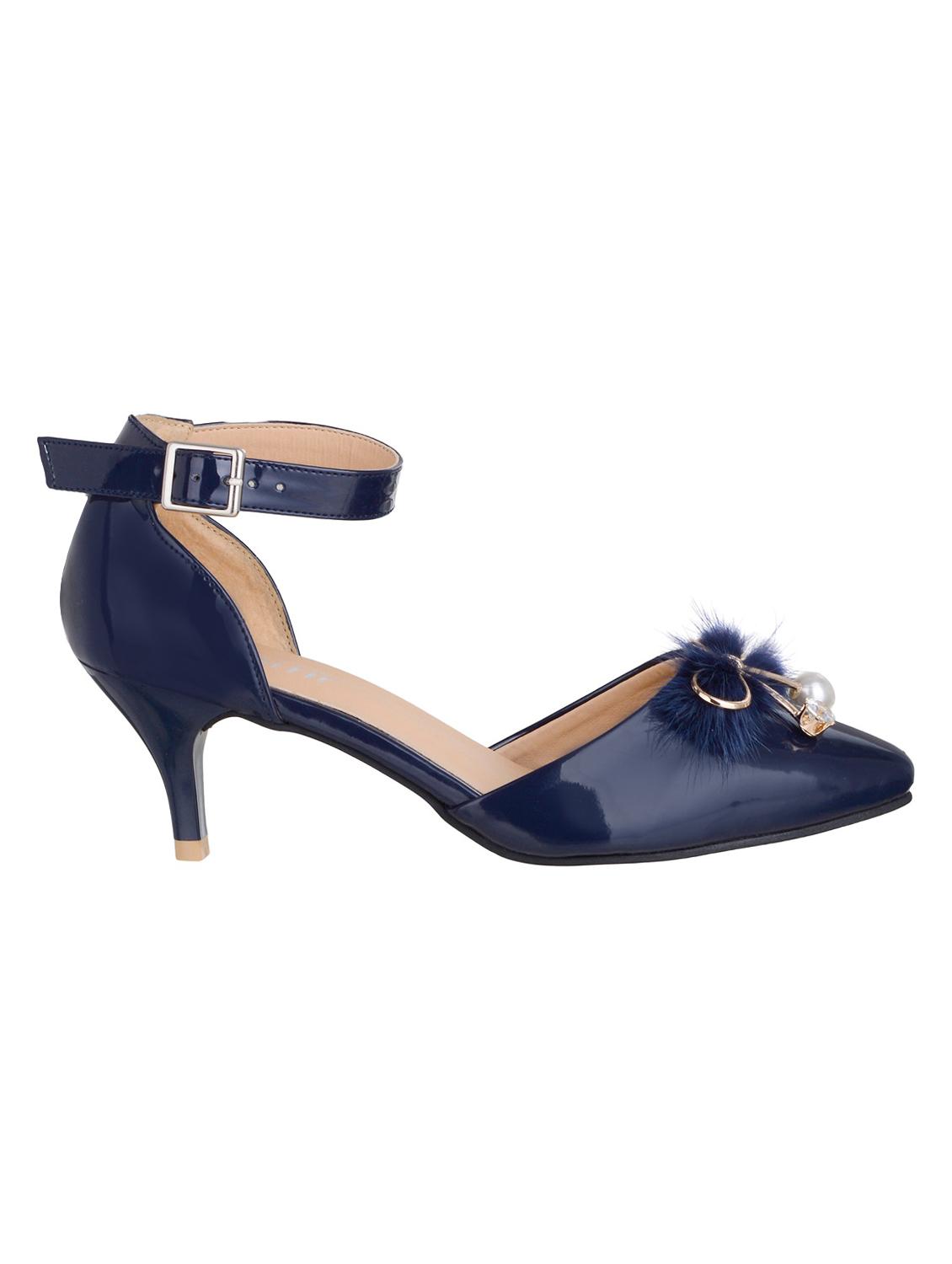 navy faux leather ankle strap sandals - 14574605 - Zoom Image - 2