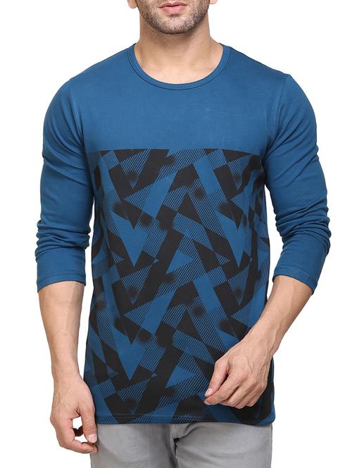 blue cotton front print tshirt - 14576187 - Very Small Image - 1