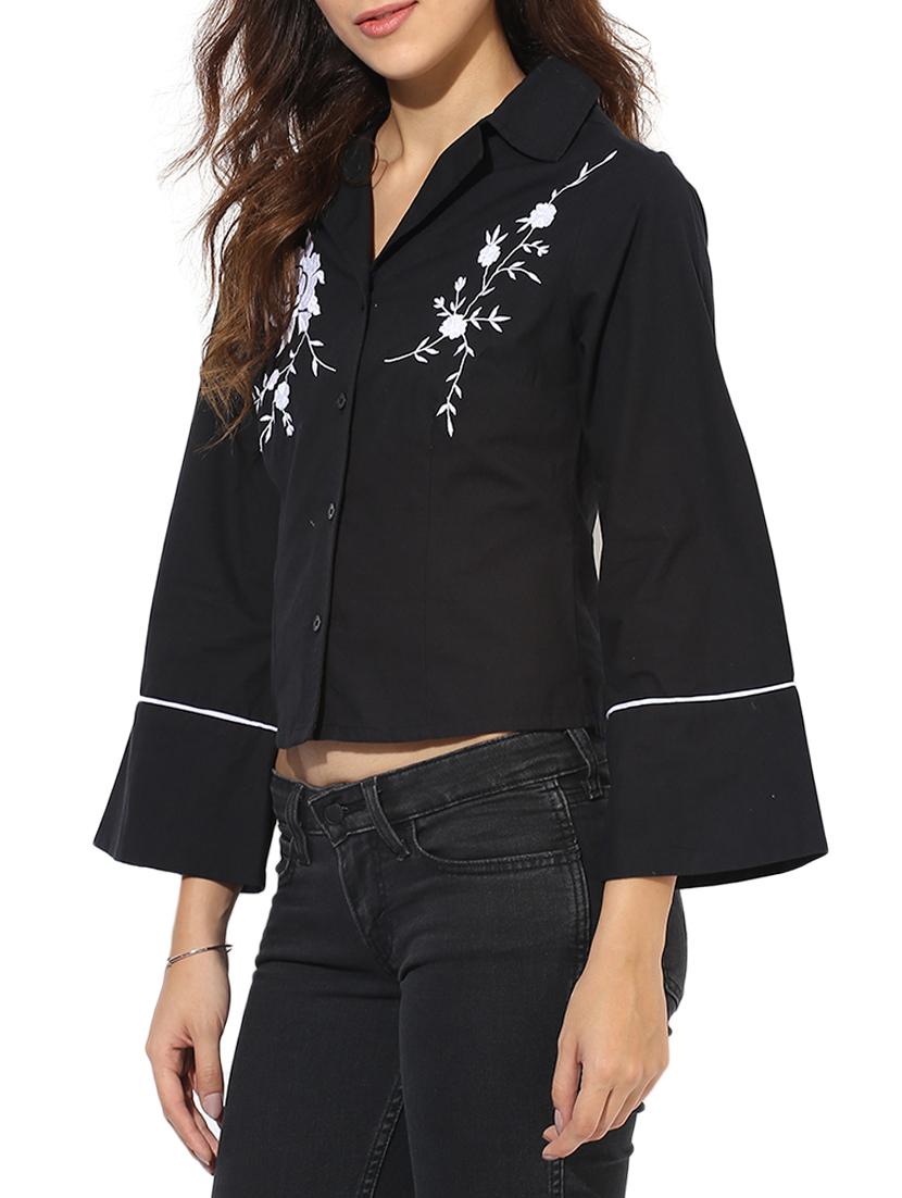 black embroidered shirt - 14576361 - Zoom Image - 2