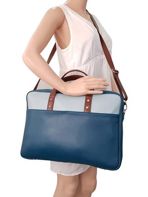 blue leatherette laptop bag - 14585421 - Standard Image - 5