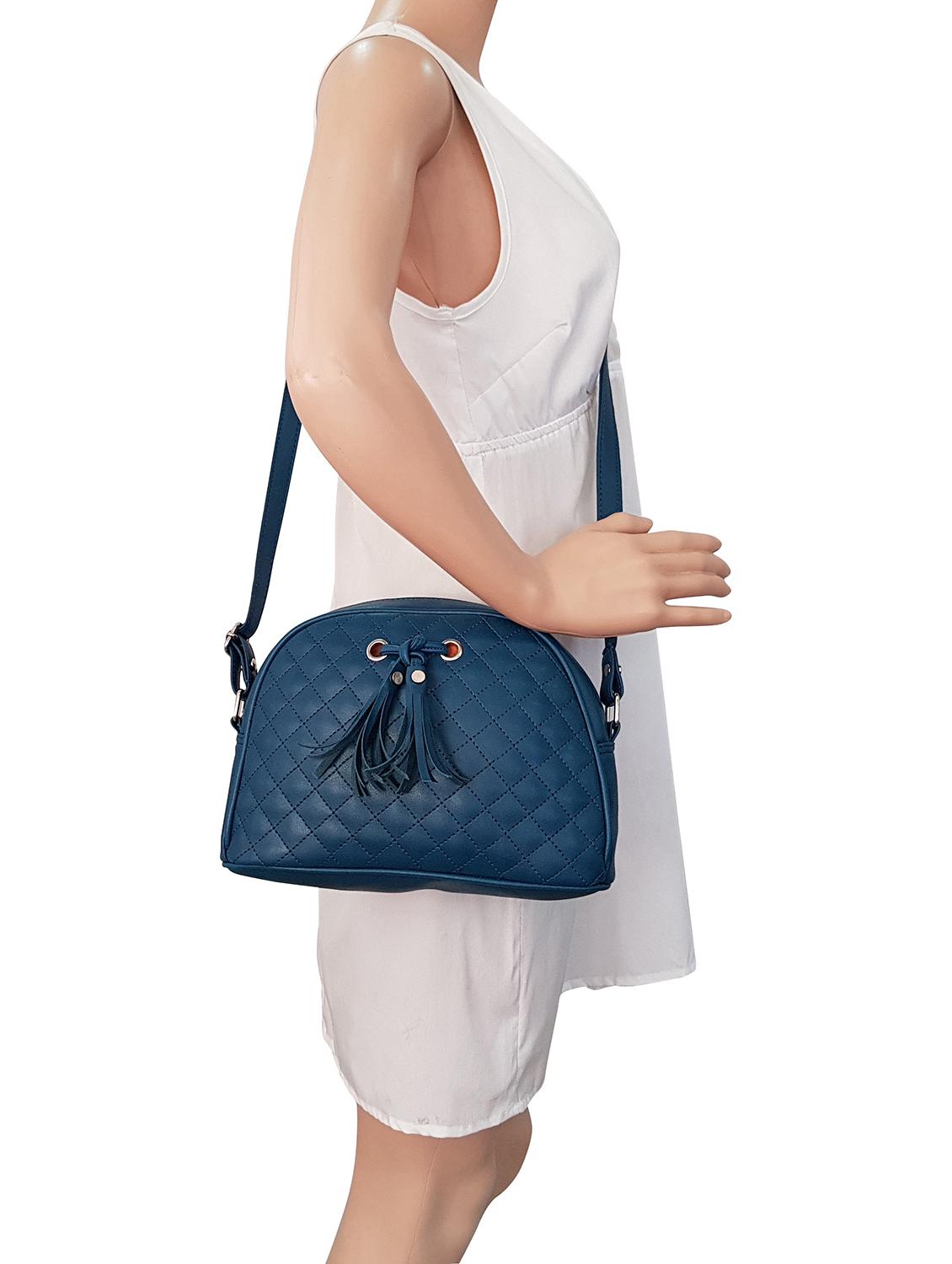 blue leatherette regular sling bag - 14585449 - Zoom Image - 5