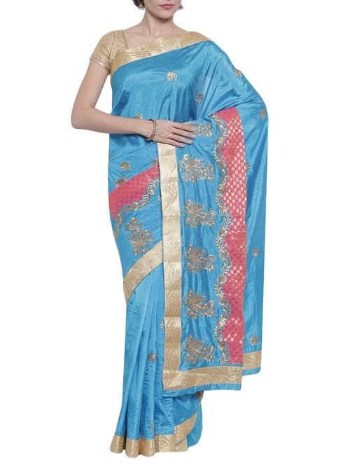 classicate from the house of the chennai silk blue saree with blouse - 14589958 - Standard Image - 1