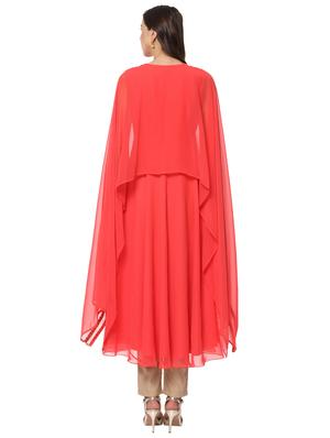 kurta with mirror work cape - 14594561 - Standard Image - 5