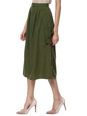green crepe pleated skirts - 14596121 - Standard Image - 2