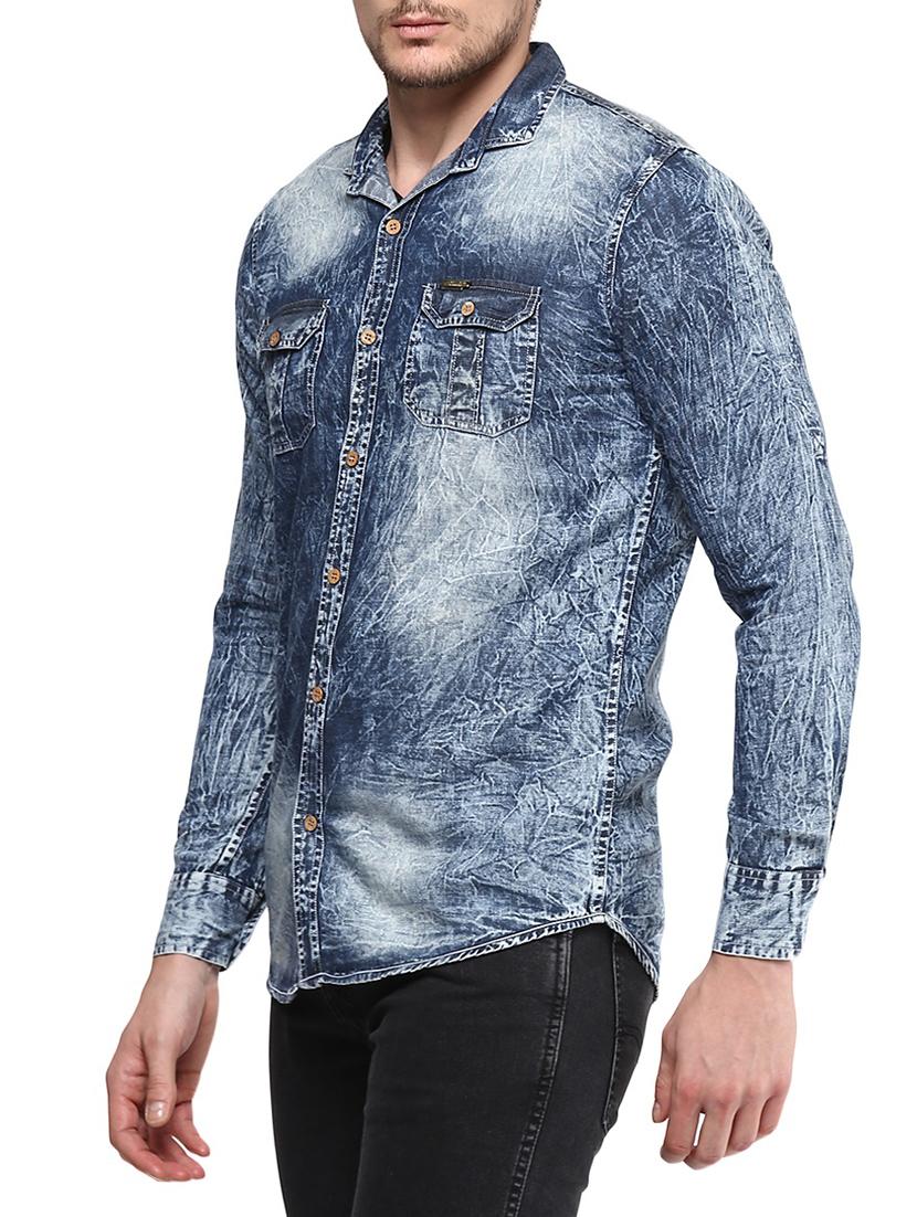 blue denim casual shirt - 14599342 - Zoom Image - 2