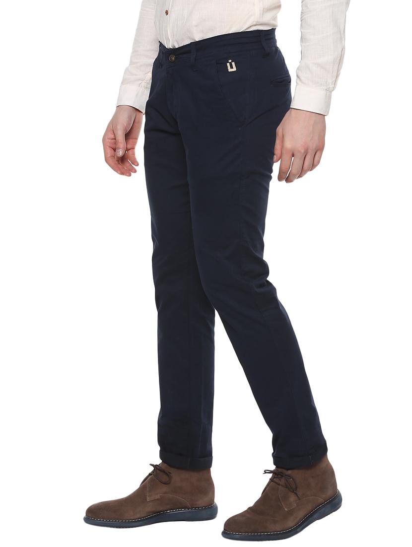 navy blue cotton chinos casual trousers - 14599878 - Zoom Image - 2