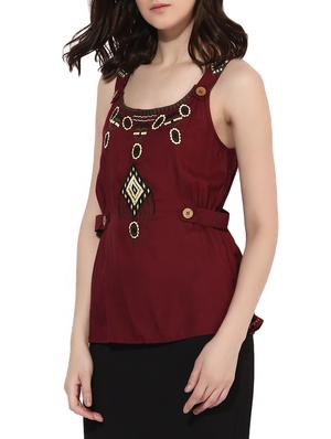 maroon embroidered top - 14601403 - Standard Image - 2