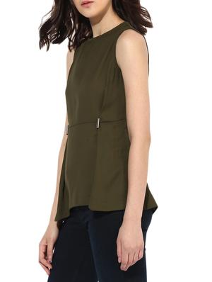 olive green asymmetric hem top - 14601426 - Standard Image - 2