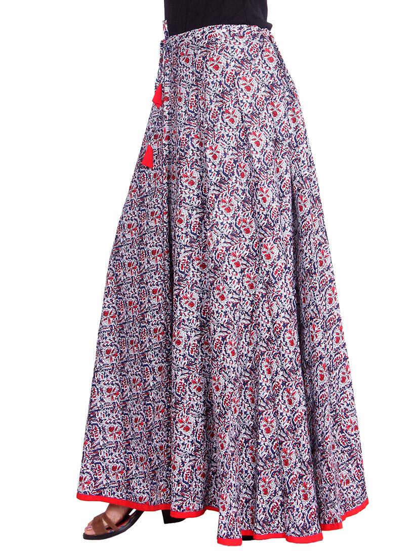 blue rayon flared skirt - 14601802 - Zoom Image - 2
