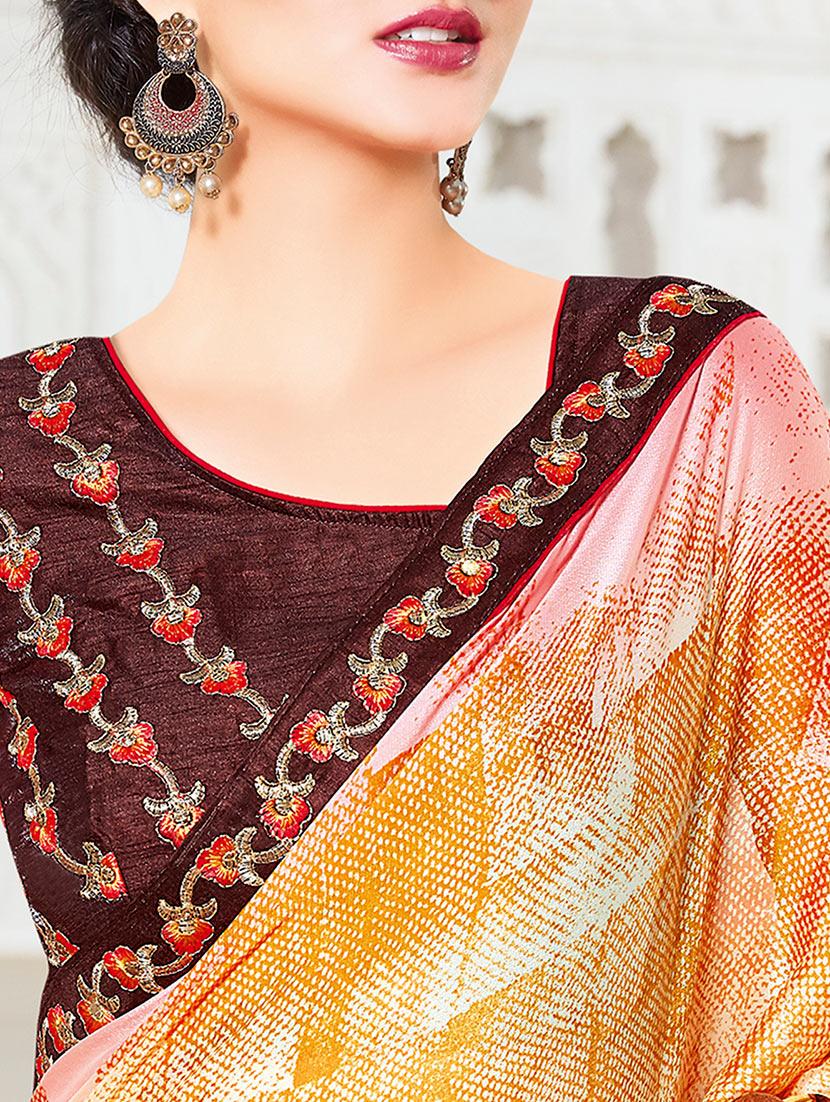 multi colored georgette printed saree with blouse - 14602076 - Zoom Image - 2