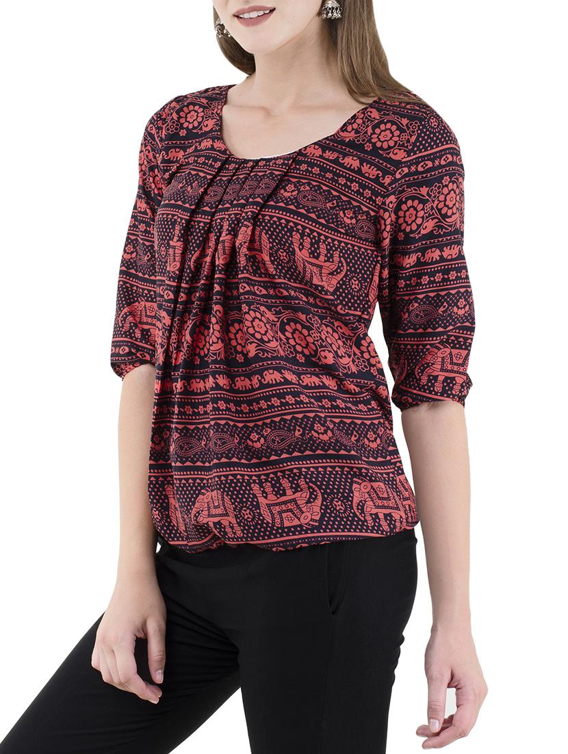 Pleated front blouson top - 14602742 - Zoom Image - 2