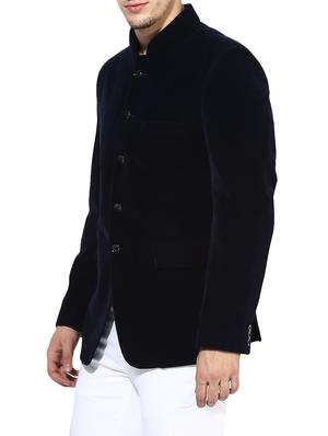 navy blue velvet casual blazer - 14604810 - Standard Image - 2
