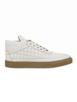 white leatherette lace up sneaker - 14606371 - Standard Image - 2