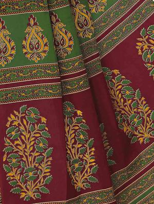 maroon cotton printed saree with blouse - 14607636 - Standard Image - 2