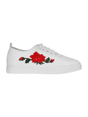 white faux leather laceup sneakers - 14610004 - Standard Image - 2