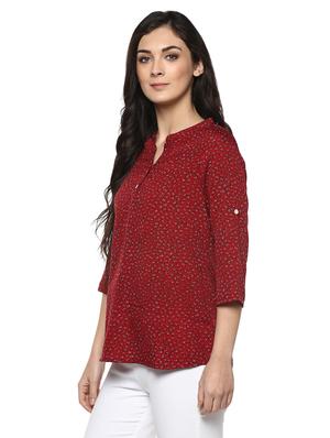 floral band collar top - 14618612 - Standard Image - 2