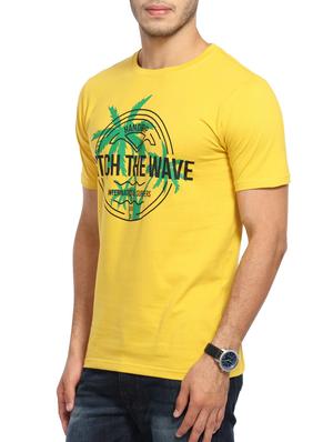 yellow cotton chest print tshirt - 14620863 - Standard Image - 2