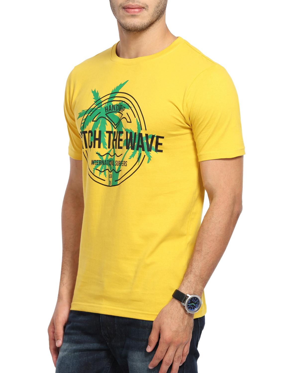 yellow cotton chest print tshirt - 14620863 - Zoom Image - 2