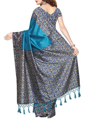 blue silk mysore saree with blouse - 14629649 - Standard Image - 2