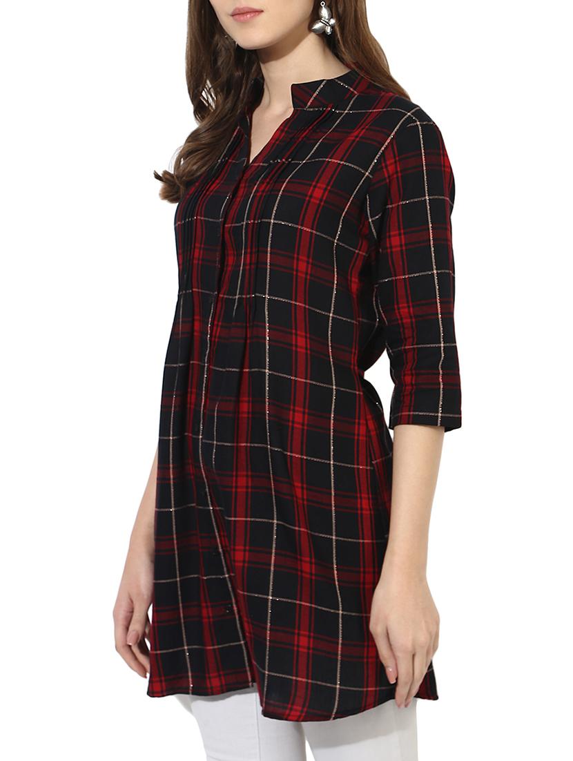 black checkered shirt tunic - 14630037 - Zoom Image - 2
