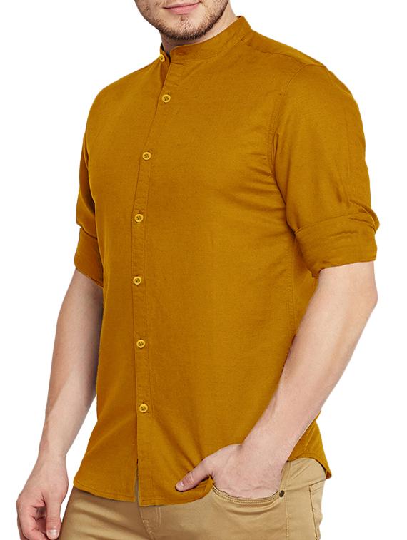yellow cotton casual shirt - 14631128 - Zoom Image - 2