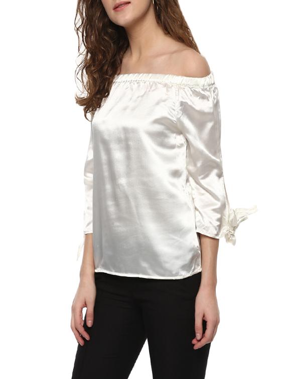 white solid off shoulder top - 14638990 - Zoom Image - 2