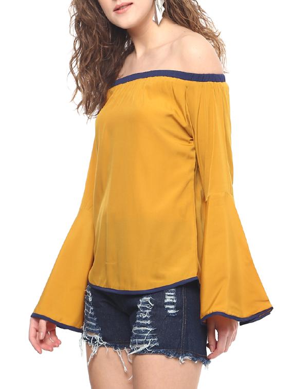 yellow crepe regular top - 14639009 - Zoom Image - 2