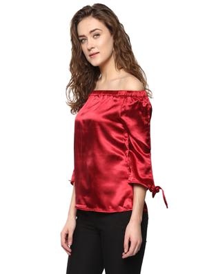 maroon off shoulder top - 14639585 - Standard Image - 2