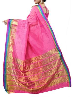 pink jacquard saree with blouse - 14642036 - Standard Image - 2