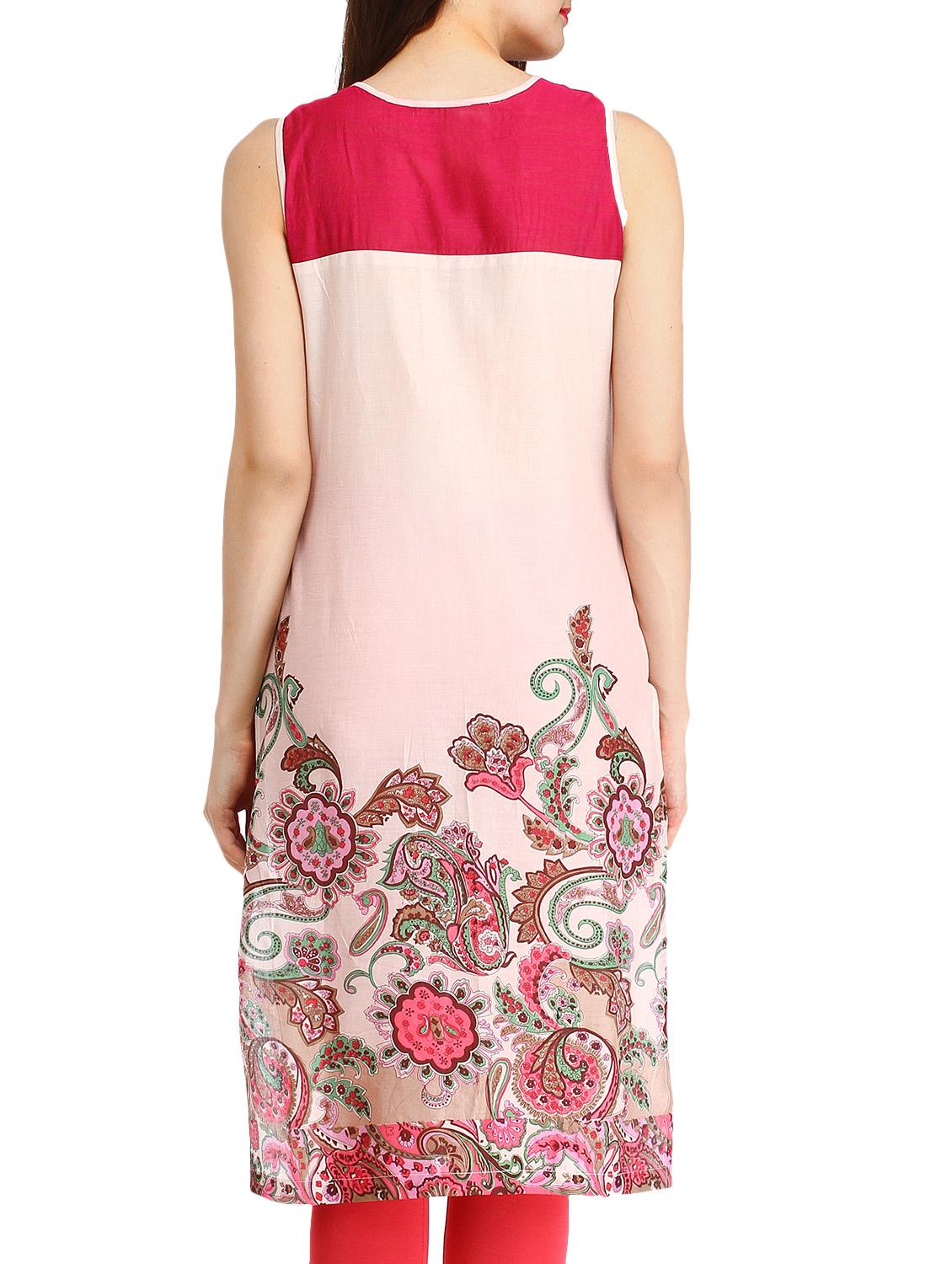 pink cotton straight kurta - 14642083 - Zoom Image - 2