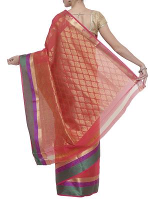 The Chennai Silks red woven saree with blouse - 14644263 - Standard Image - 2